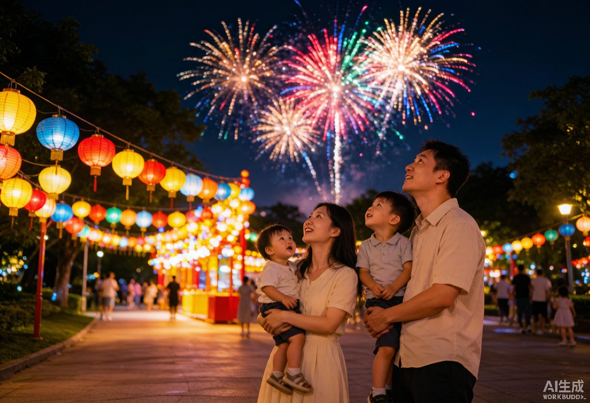 广州中秋国庆亲子游|灯笼街与烟花 广州中秋国庆期间家庭亲子逛灯笼街看烟花夜景