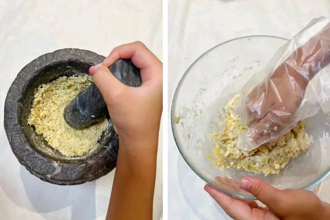亲子一起动手制作栗子糕
