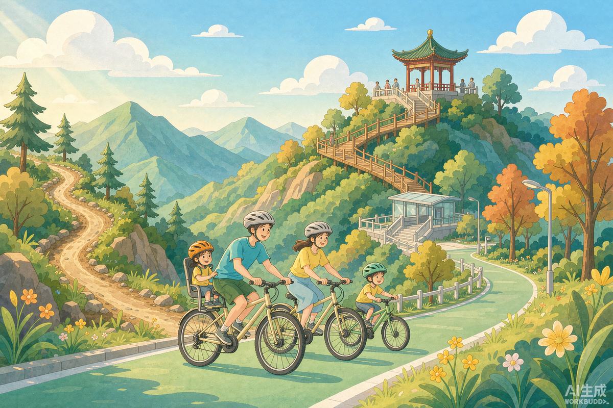 广州市文化馆新馆|岭南园林免费预约 母亲带女儿在广州市文化馆岭南园林长廊拍照,背景是汉唐风中心阁塔楼与池塘